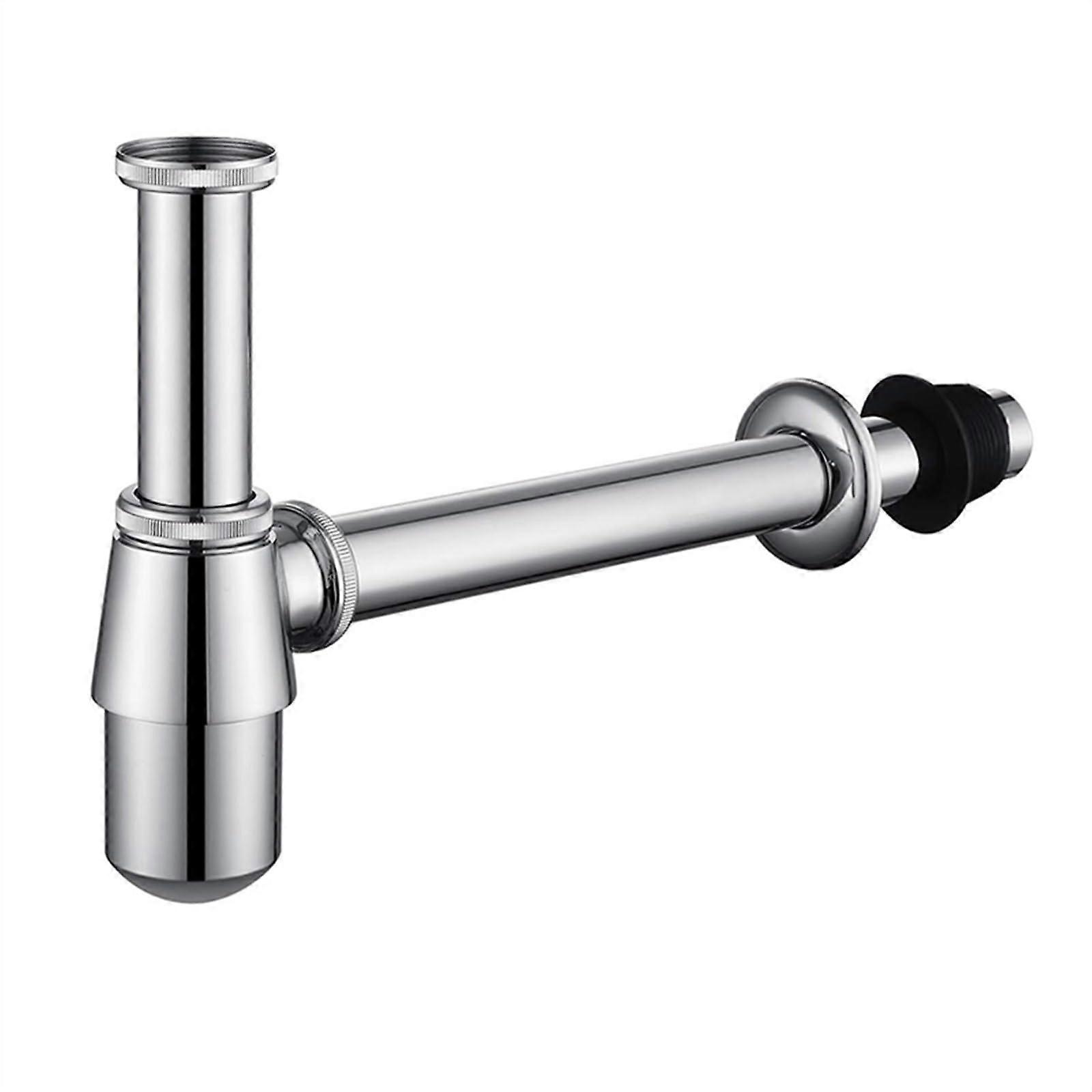 Sink Siphon Adjustable 1-1/4 Inch Bottle Trap P-Trap Wall Drain Bathroom Sink Chrome