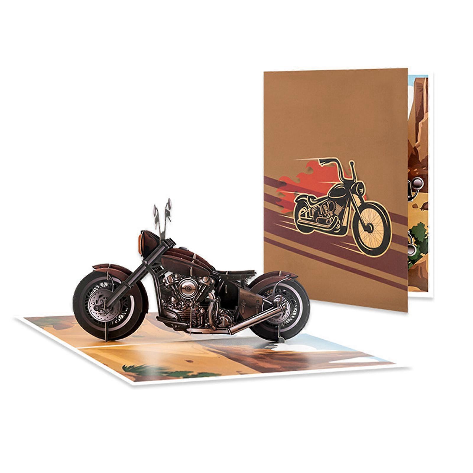 Multipurpose 3D Cruise Bike Themed Cardstock Greeting Card with Envelope Foldable Happy Birthday Card for Dad Multicolor