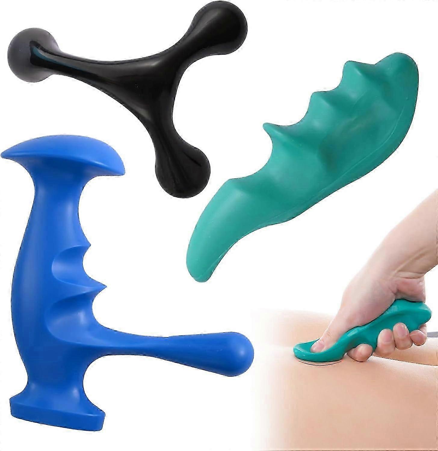 Manual Trigger Point Massage Tool and Thumb Saver for Full Body Deep Tissue Massage, Set Include 1 Green Thumb Protector Tool 1 Palm Urchin Massage To