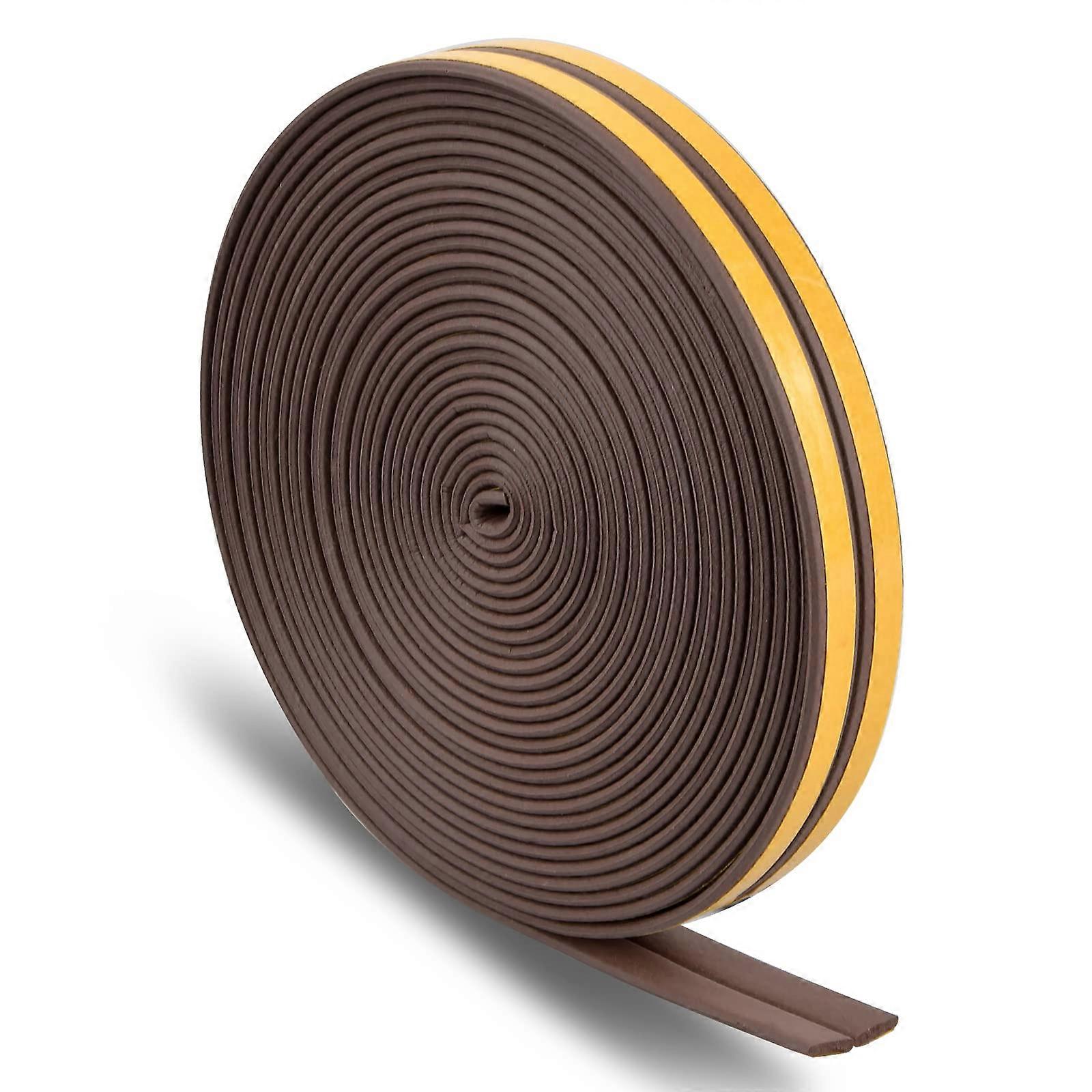 Foam Self-Adhesive Sealing Tape For Doors And Windows, 9mm X 2mm, 12m, Weather Stripping, Anti-Collision Door Seal Brown