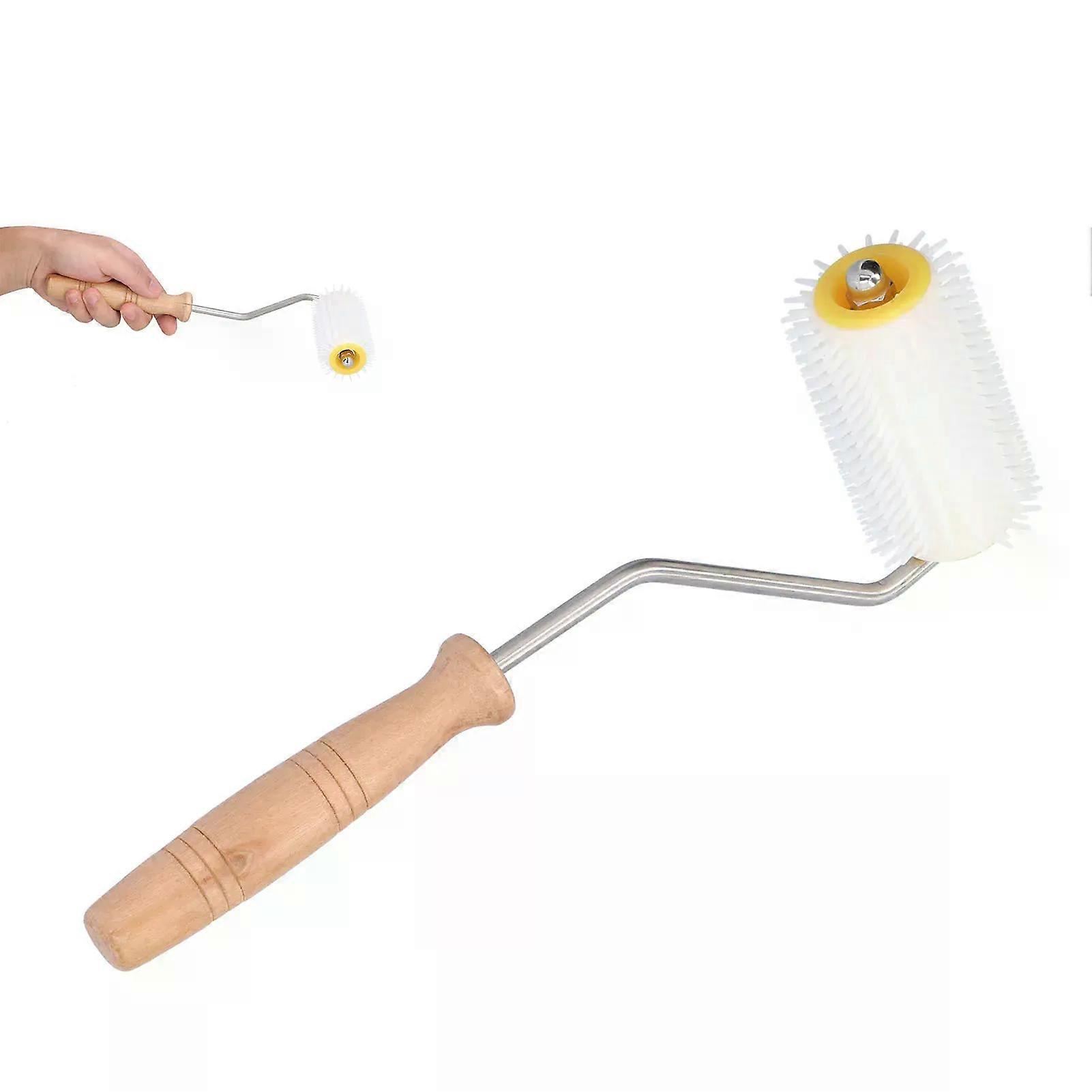 Plastic Honey Uncapping Roller with Wooden Handle Beehive Extracting Roller Beekeeping Tool