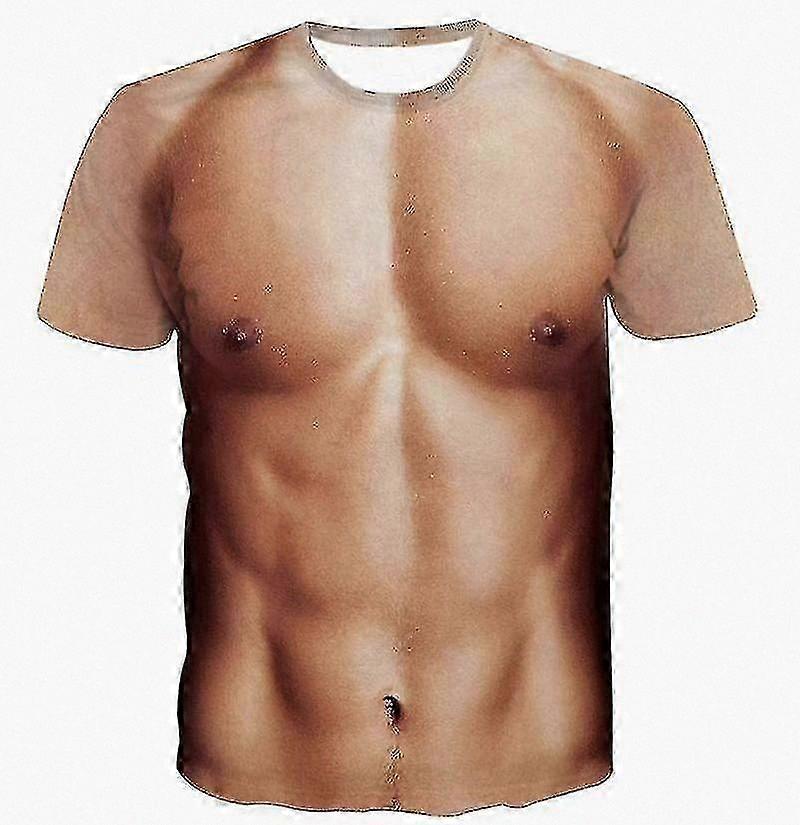 Cool 3D Muscle Design Short-Sleeve Fitness T-Shirt for Gym and Streetwear Cosplay Outfits Premium Quality Fake Muscle Top