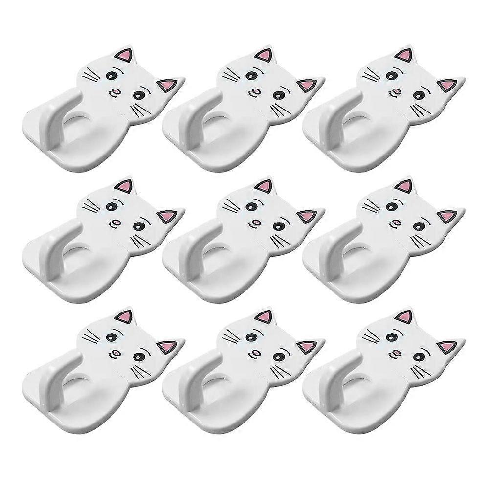 9pcs Toilet Clothes-hook Mini Storage Hook Adorable Cat Shaped Bathroom Hook