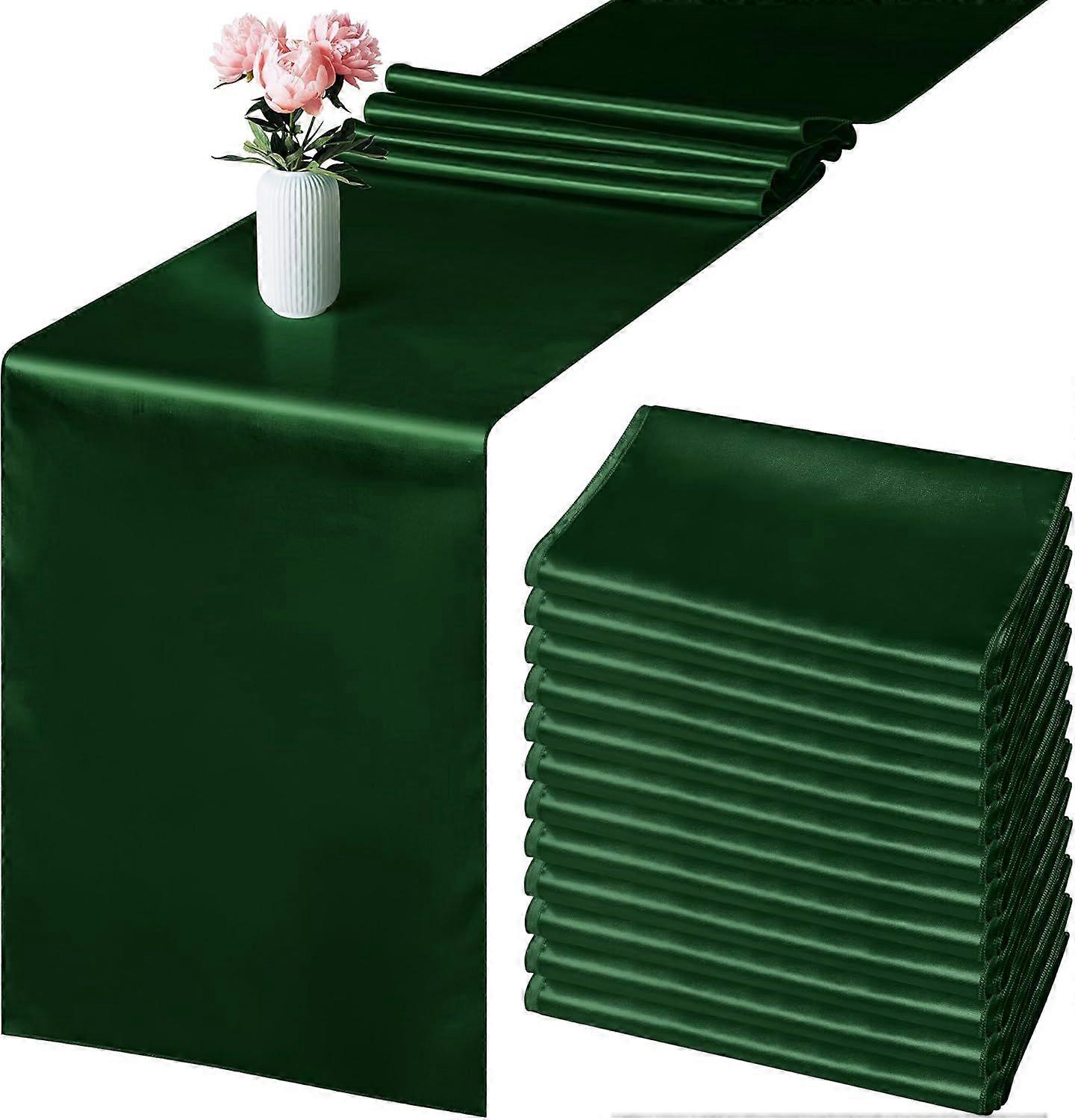 Paquet de 12 chemin de table en satin 12 x 108 pouces vert forêt long mariage satin soie