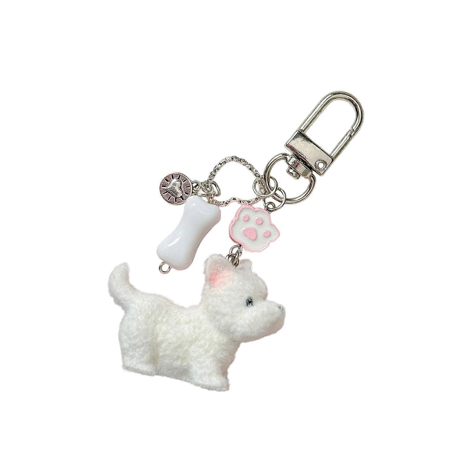 Stylish Dog Cat Paw Keychain/Lanyard Soft Flocking Resin Animal Keyring Lightweight Design For Everyday Carry Multicolor
