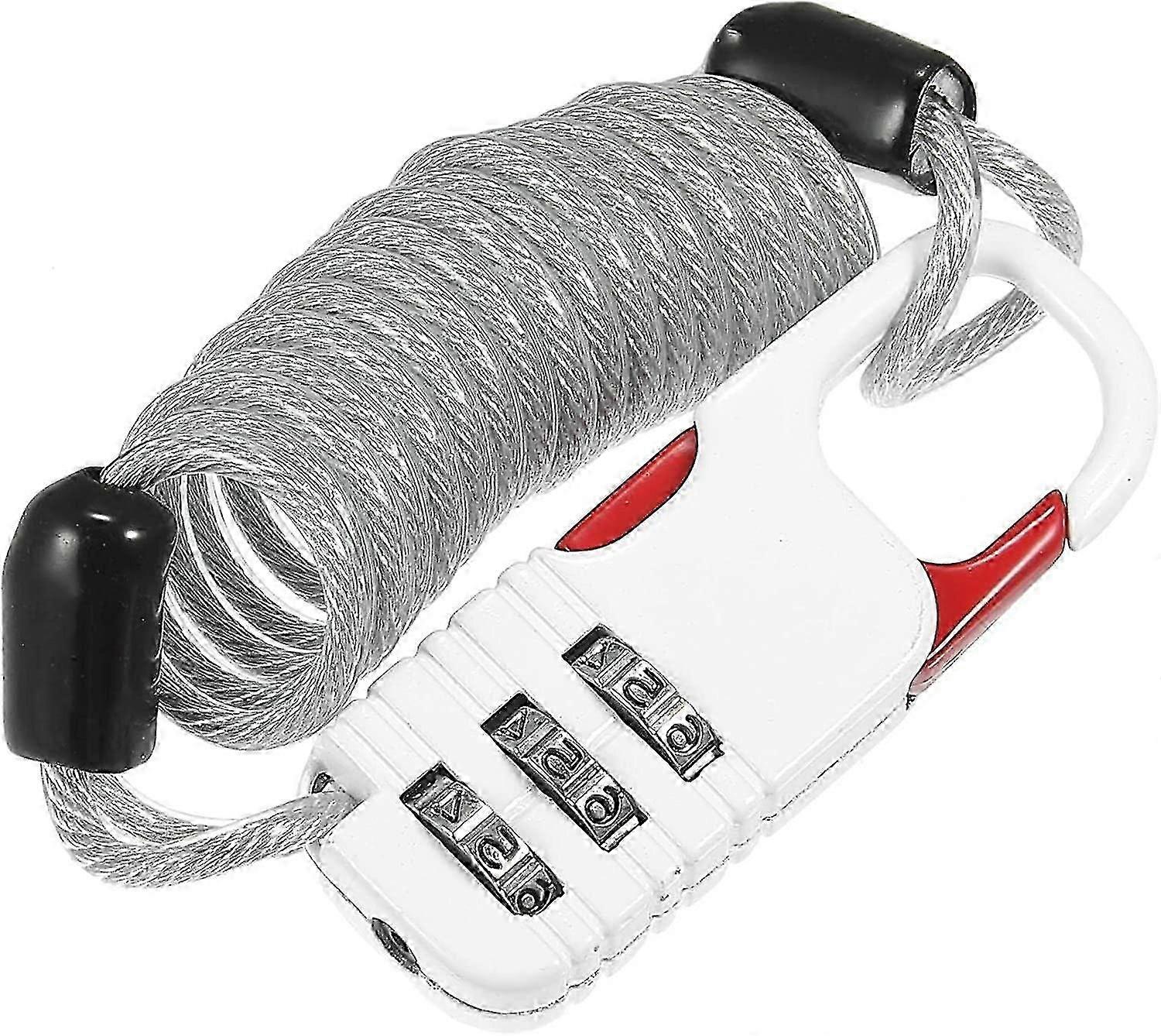 Helmet Lock Portable With 3 Digit Resettable Combination Cablewhite 1pcs