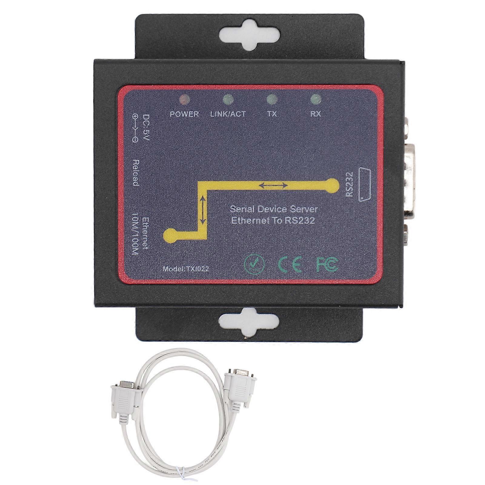 RJ45 to RS232 Serial Network Adapter Bi-Directional TCP IP Converter for Industrial Use with EU Plug 100-240V Compatible with Windows