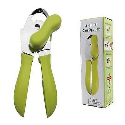 Can Opener 4 In 1 MultiFunction Manual Tin Opener With Smooth Edge Arthritis Hands Friendly Green Kitchen