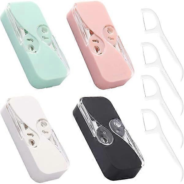 4-pack Portable Floss Dispenser, Storage Box for Floss Sticks for Adults, Toothpicks Floss Sticks Suitable for Travel