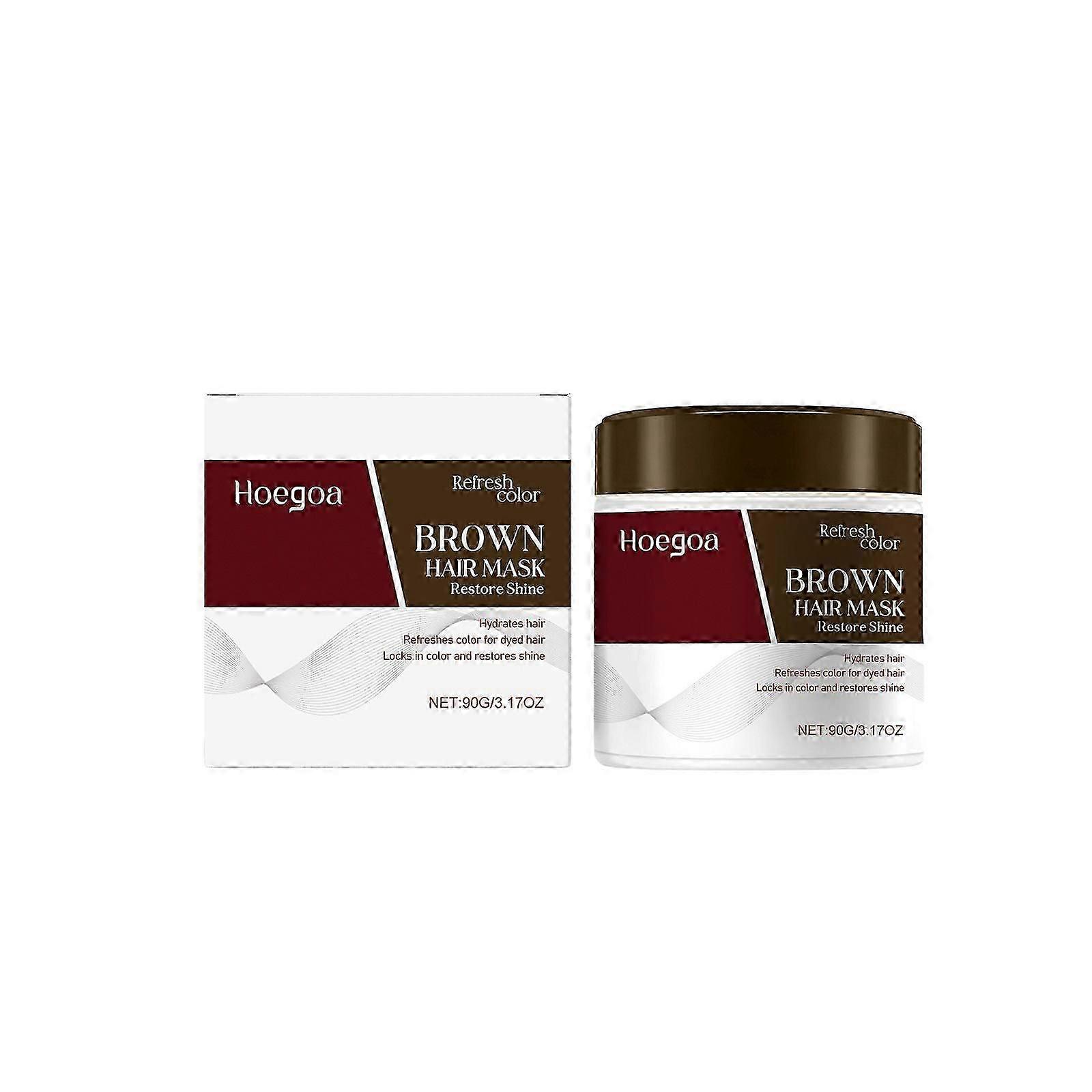Hair Color Depositing Mask, Brown Conditioner for Colored and Bleached Hair, Restore Shine, Refresh Color for Dry Hair, 90g