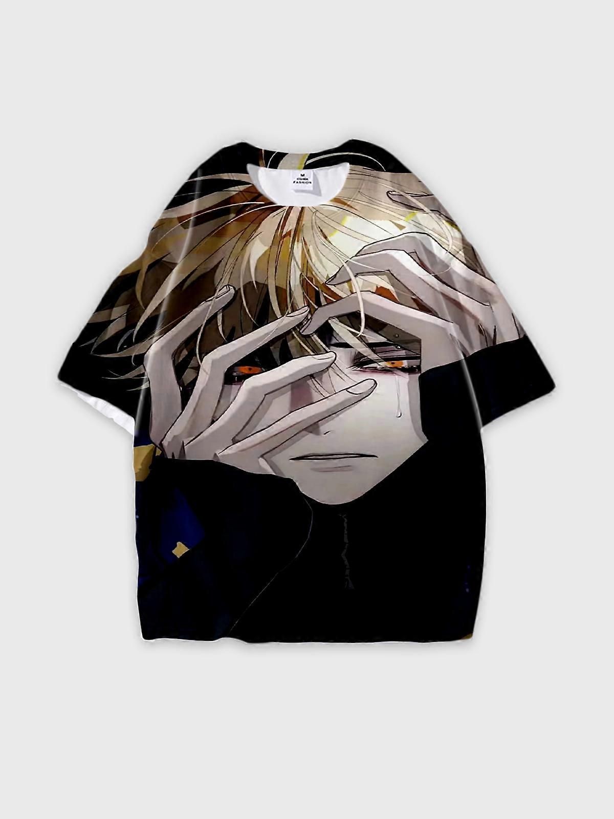 T-Shirt Round Neck, Loose Short Sleeve Link Click Graphic Tee, Unisex Summer Casual Top W3205