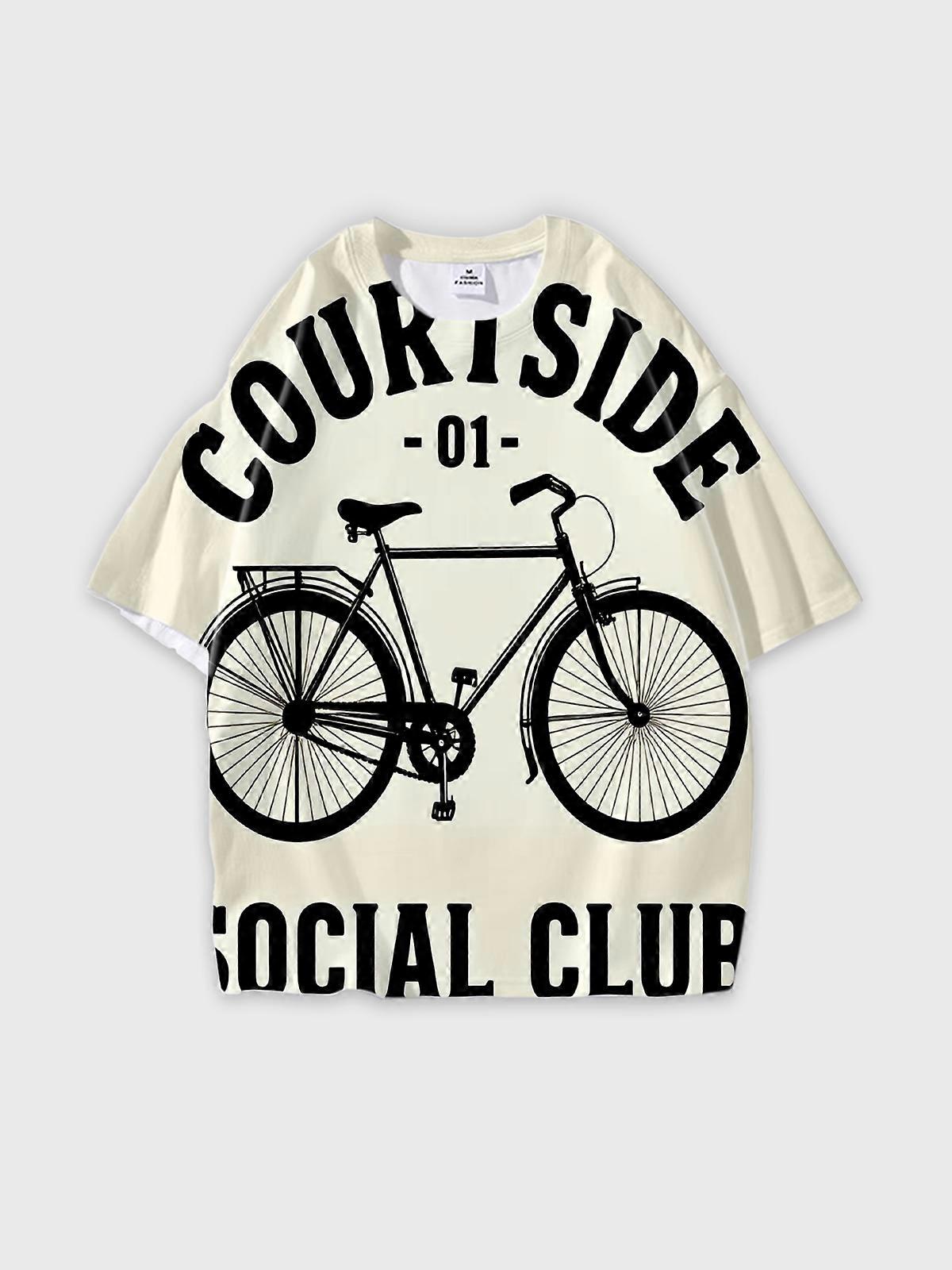 T-Shirt Round Neck, Loose Short Sleeve Pattern Graphic Tee, Unisex Summer Casual Top W2437