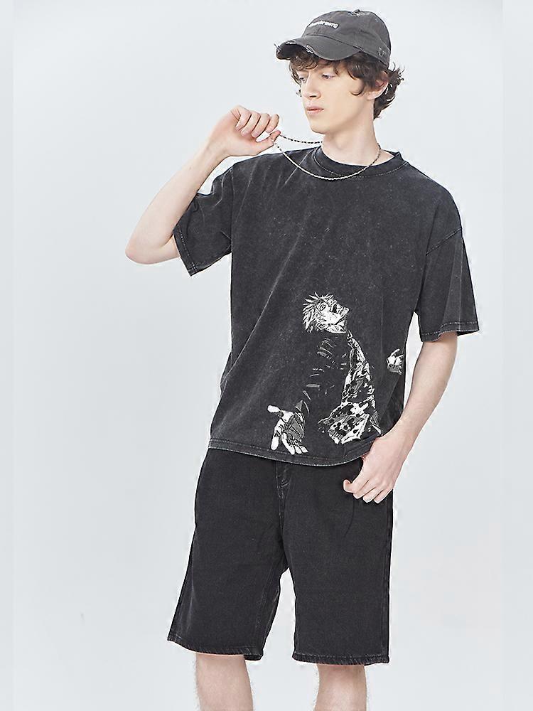 Hip Hop Streetwear ��t�� �� manches courtes Vintage T-Shirt japonais Anime graphique imprim�� T-Shirt hommes Harajuku d��contract�� ample lav�� t-s