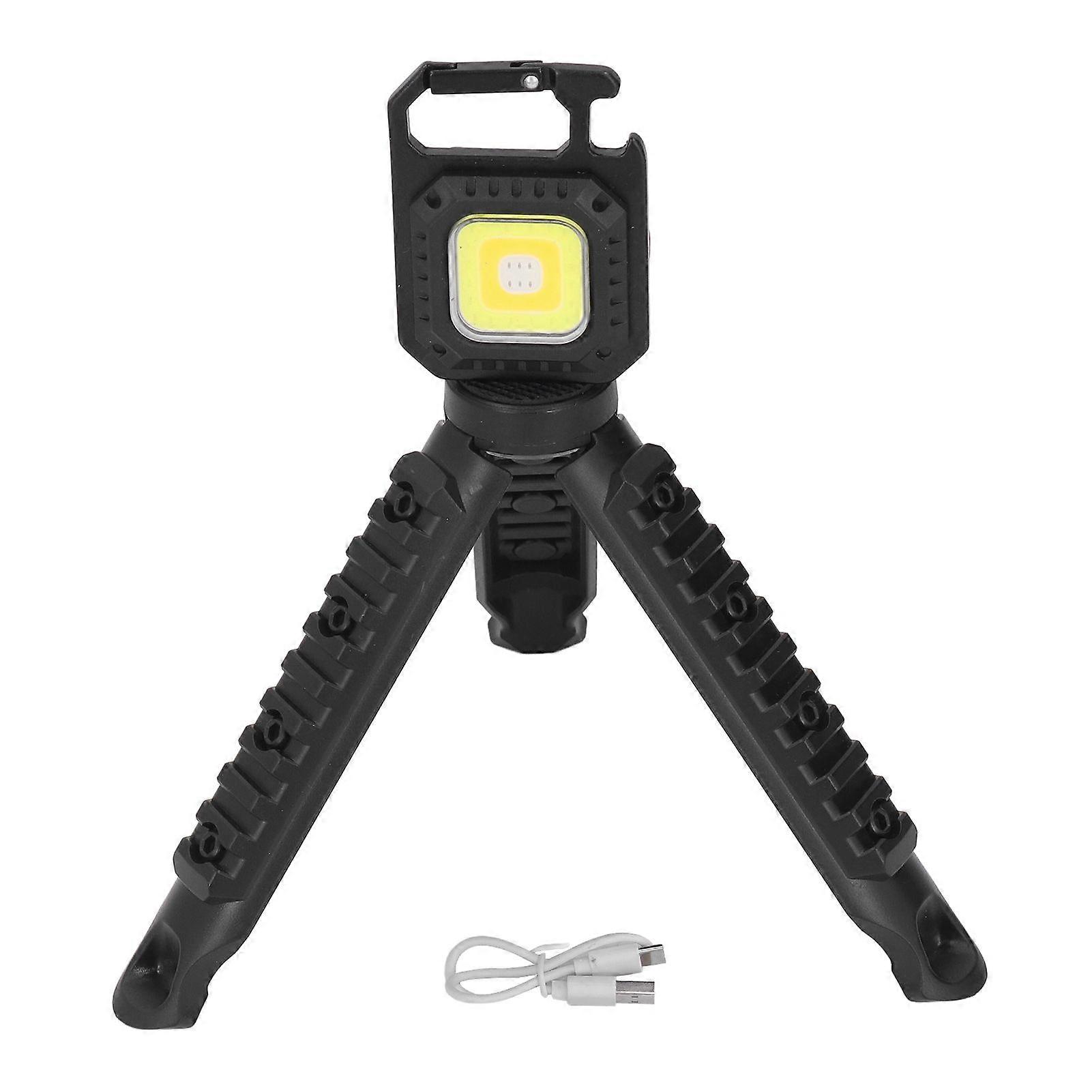 COB Small Flashlights Rechargeable Portable Mini Pocket Lights with Folding Triangle Bracket for Fishing Camping