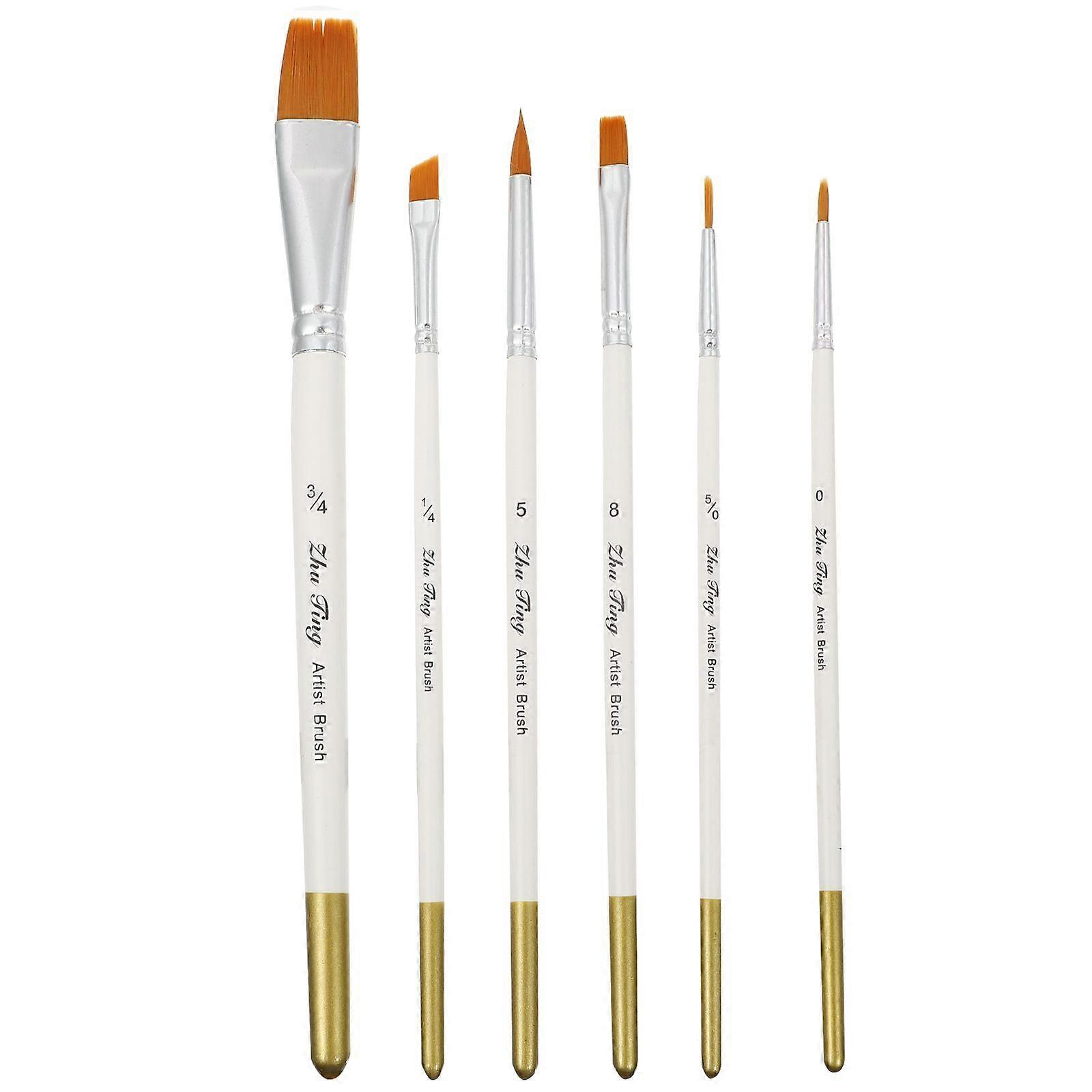 1 Set 6Pcs Fondant Cake Painting Brushes Practical Cookie Scribers (White)