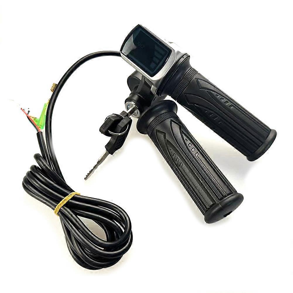 48V Throttle Handlebar Grip Power Speed Rotary with Key with LCD Battery Display for Electric Scoote