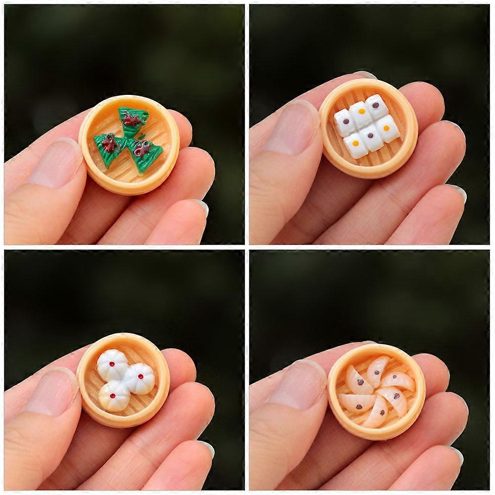 Miniature Steamer Model Miniature Steaming Food Shape for Miniature Scene Resin Assorted Color Decorative 12Pcs