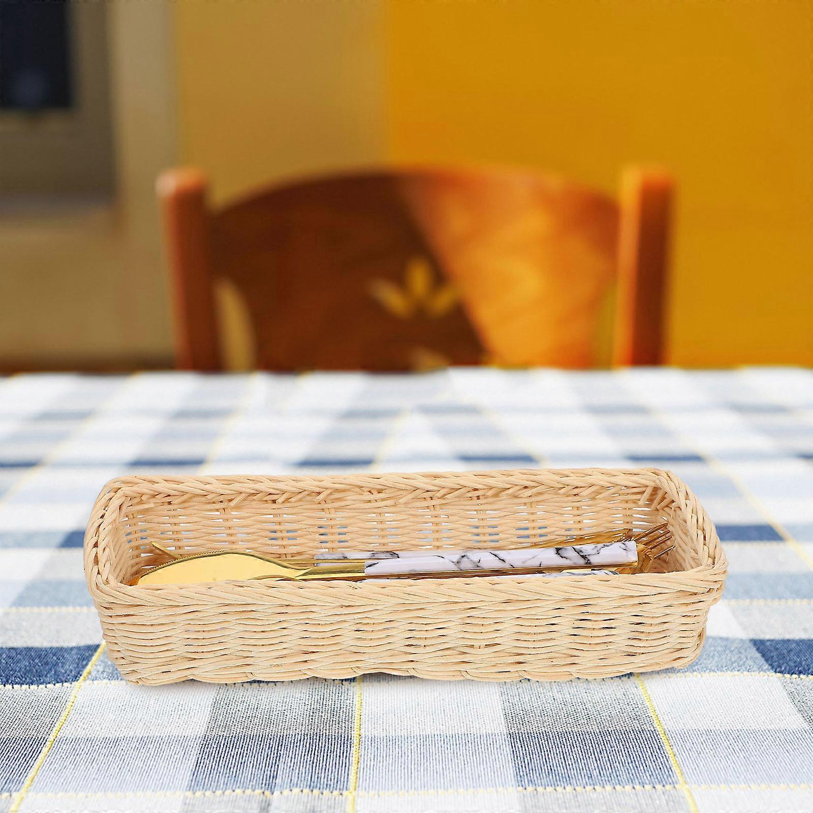 Tableware Storage Basket for Kitchen Use 2Pcs Woven Cutlery Organizers