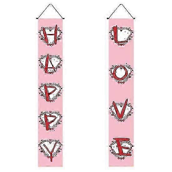 1 Pair Valentine's Day Couplet Decoration Red Love Banner Pendant DIY Holiday Party Decoration Flag Scene Arrangement Props Hanging Ornament