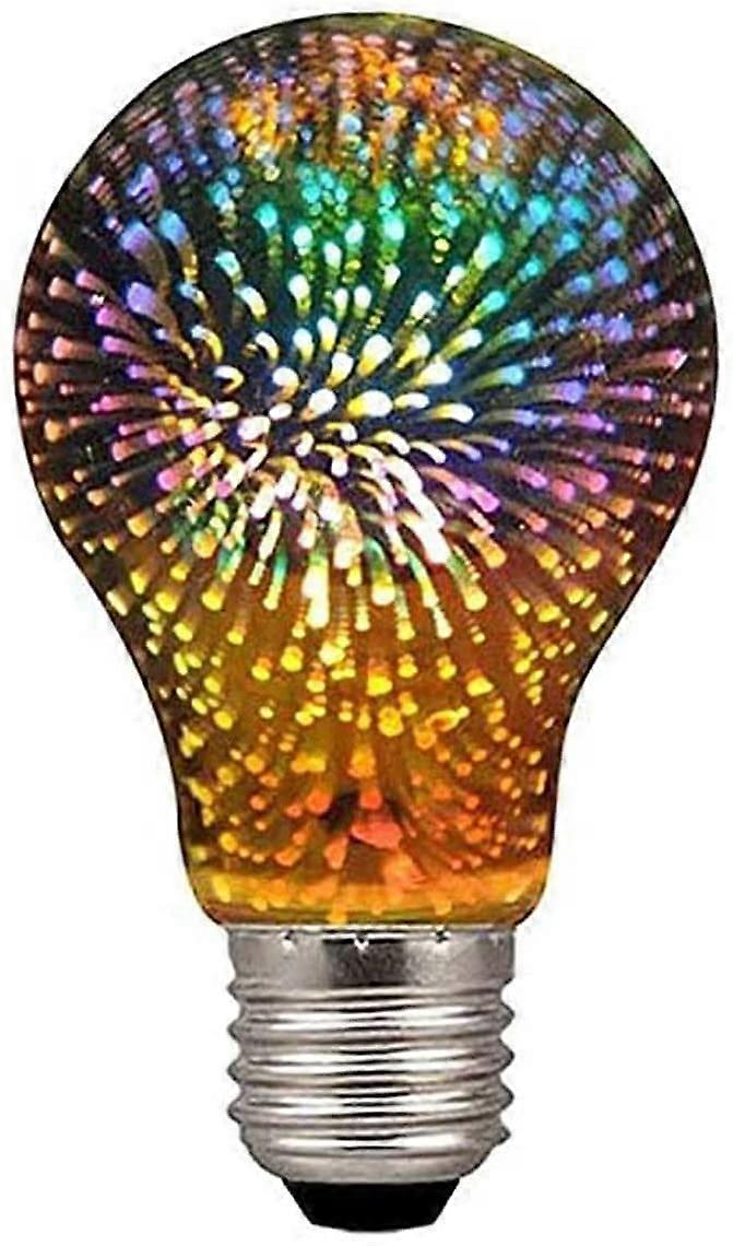Firework Light Bulb E27 Base 4W Vintage Edison LED, 3D Starry Effect, Silver Glass Filament, A60 Shape, AC85240V