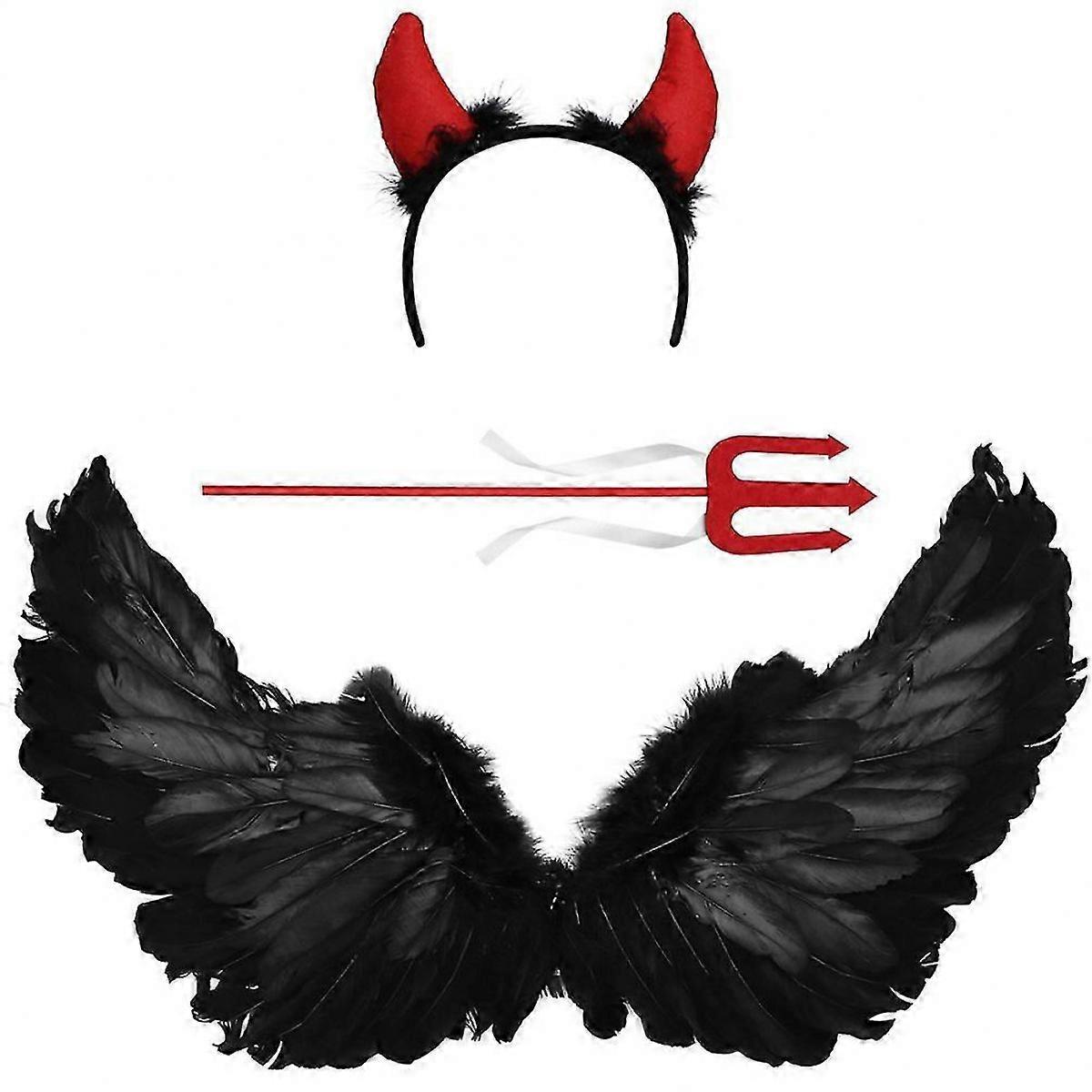 3pcs Devil Wing Triangle Fork Headband Halloween Performance Cosplay Costume