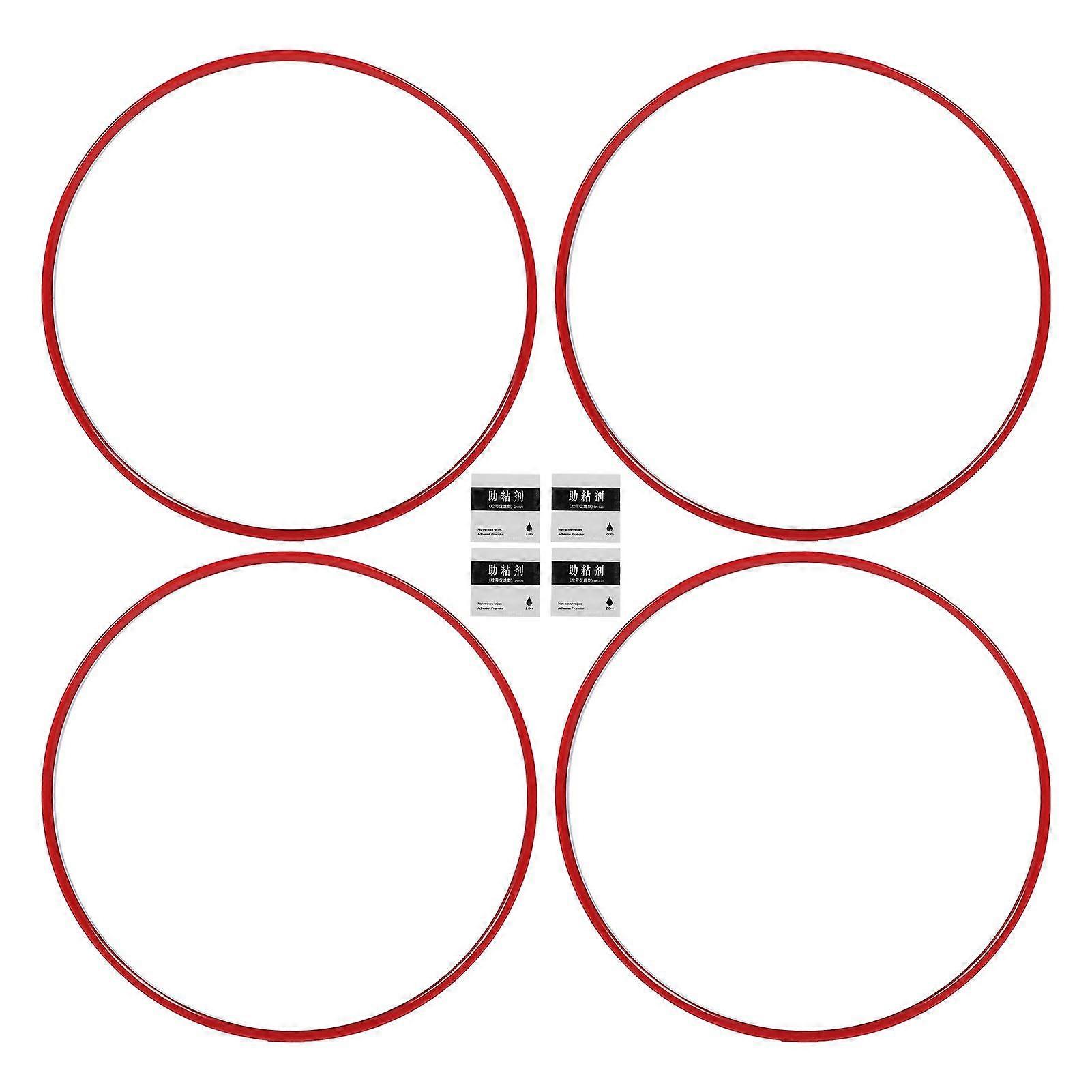 4pcs Wheel Rim Protector Curb Rash Prevention Self Adhesive Universal ABS Rim Guard Trim Rings for 18 Inch Hub Red