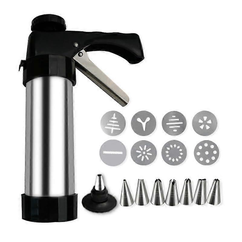 Cookie Press Stainless Steel Biscuit Maker Kit With Nozzles Mold Extruder For Cookie Making And Cake Decorating Gun