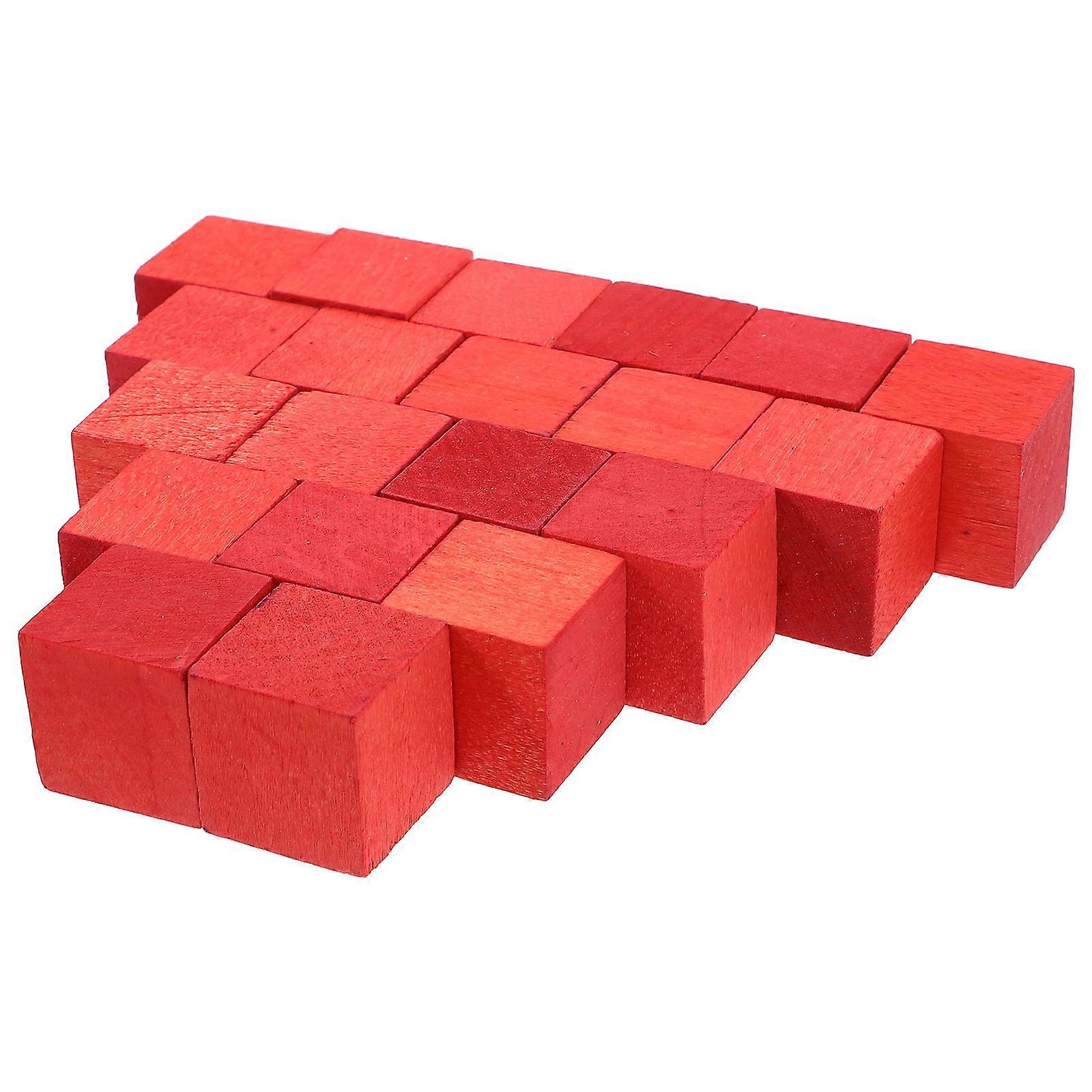 Wood Blocks for Crafts Small Wooden Cubes for DIY 80Pcs Red Wood Blocks