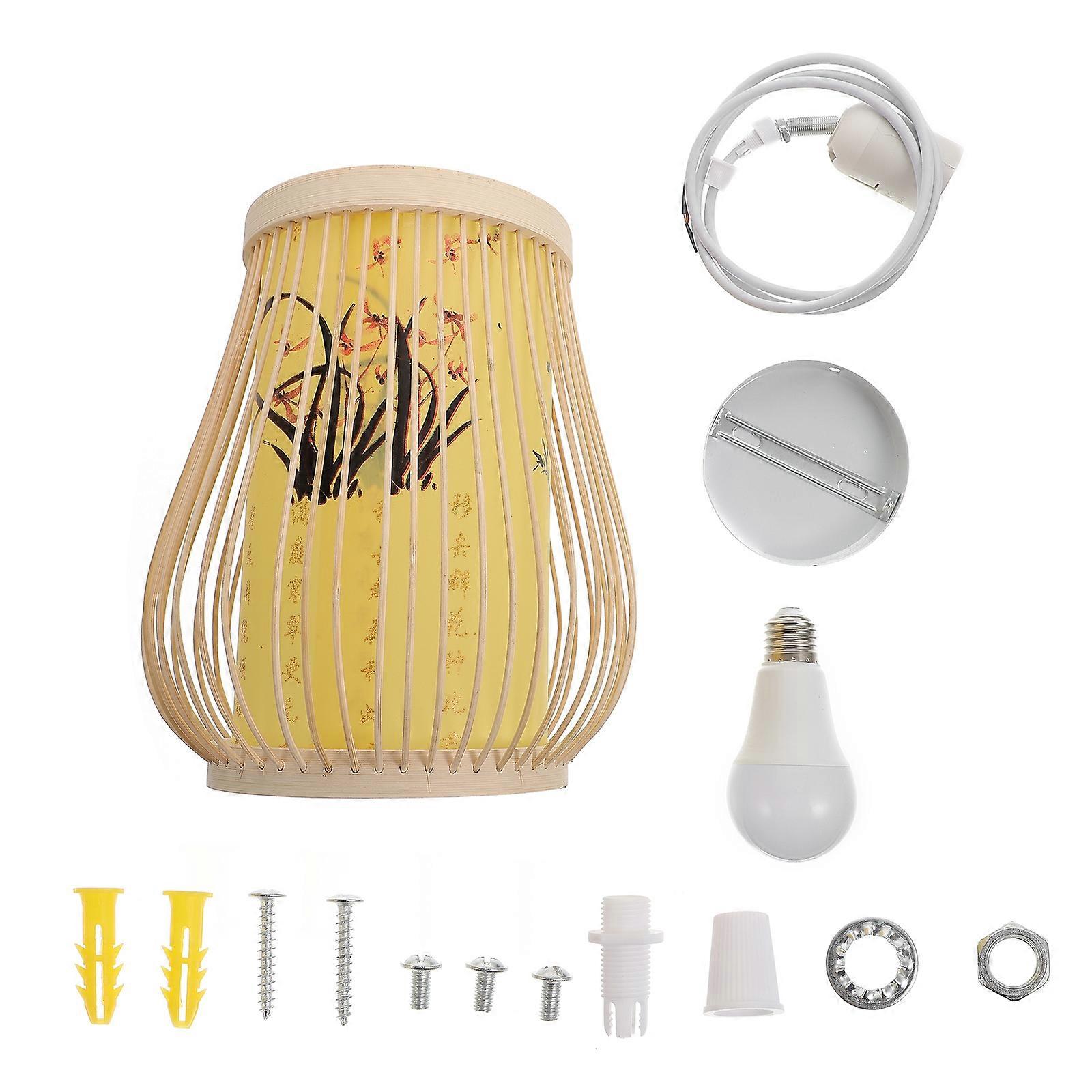 Yellow Bamboo Woven Ceiling Lamp for Indoor Hanging Light 1Set Bamboo Craft