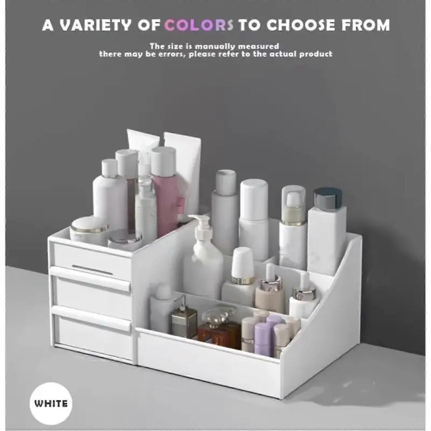 Elegant Large Adjustable Cosmetic Display Box with Chic Drawer Design for Makeup, Jewelry & Perfumes - Spacious Sectioned Storage