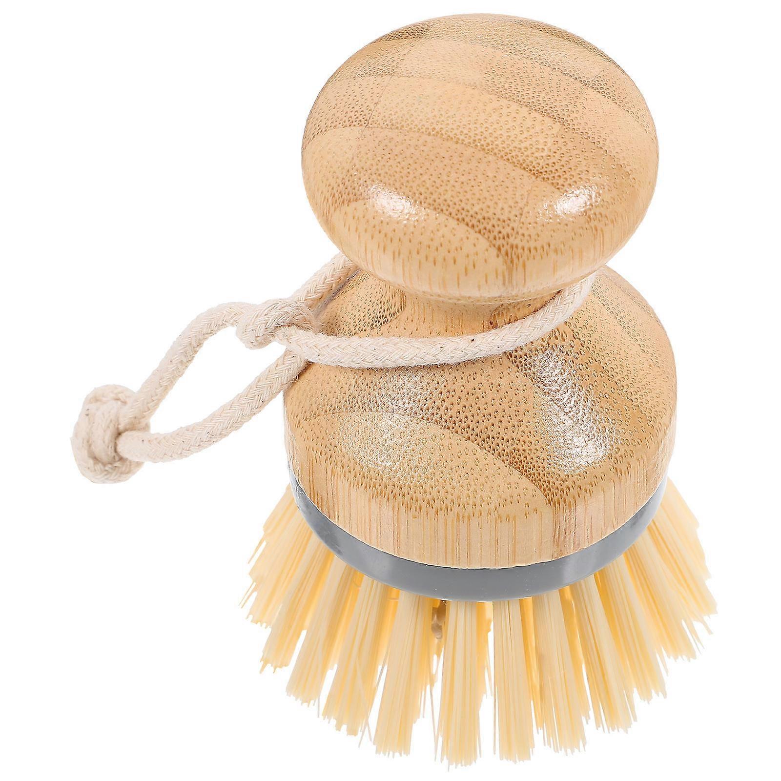 Ergonomic Bamboo Handle Dish Scrubbing Brush Set 4Pcs For Kitchen Countertop Cleaning Effective Grey Utility