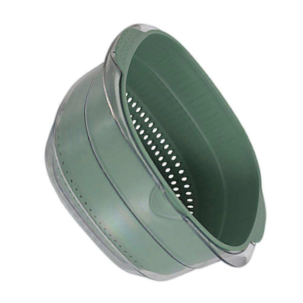 Fruit Washing Bowl Double Layer Drain Basket Green 29X29X12CM Filtration Soaking 1Pack