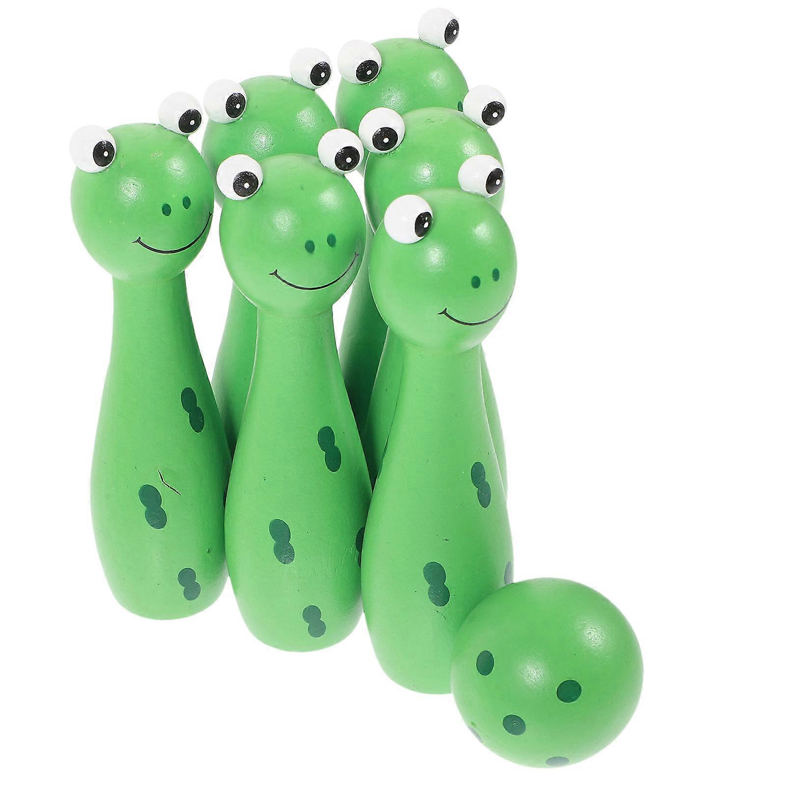 Interactive Bowling Game Set For Kids Includes 4 Sets Of Fun Frog Pins Designed For Parties And Outdoor Play In Green Color
