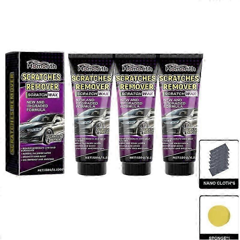 3x Car Scratch Remover Car Polishing Paste With Sponge Car Body Paint Care Remove Scratch Repair Broken Paint Smooth Car Body