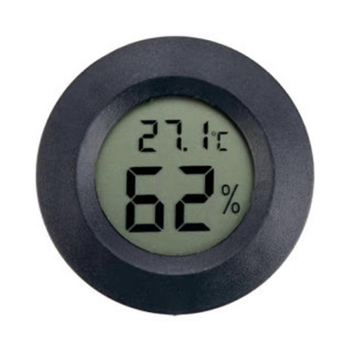 Thermometer Hygrometer Mini Round LCD Digital Tester Sensor Black