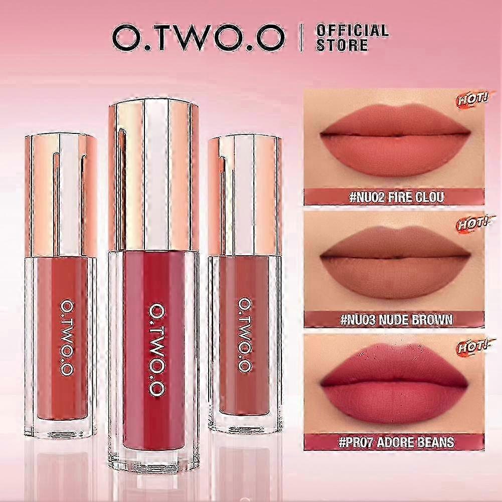 O.TWO.O 8-color Lip Gloss Waterproof 24-hour Lightweight Matte Smooth Lip Makeup