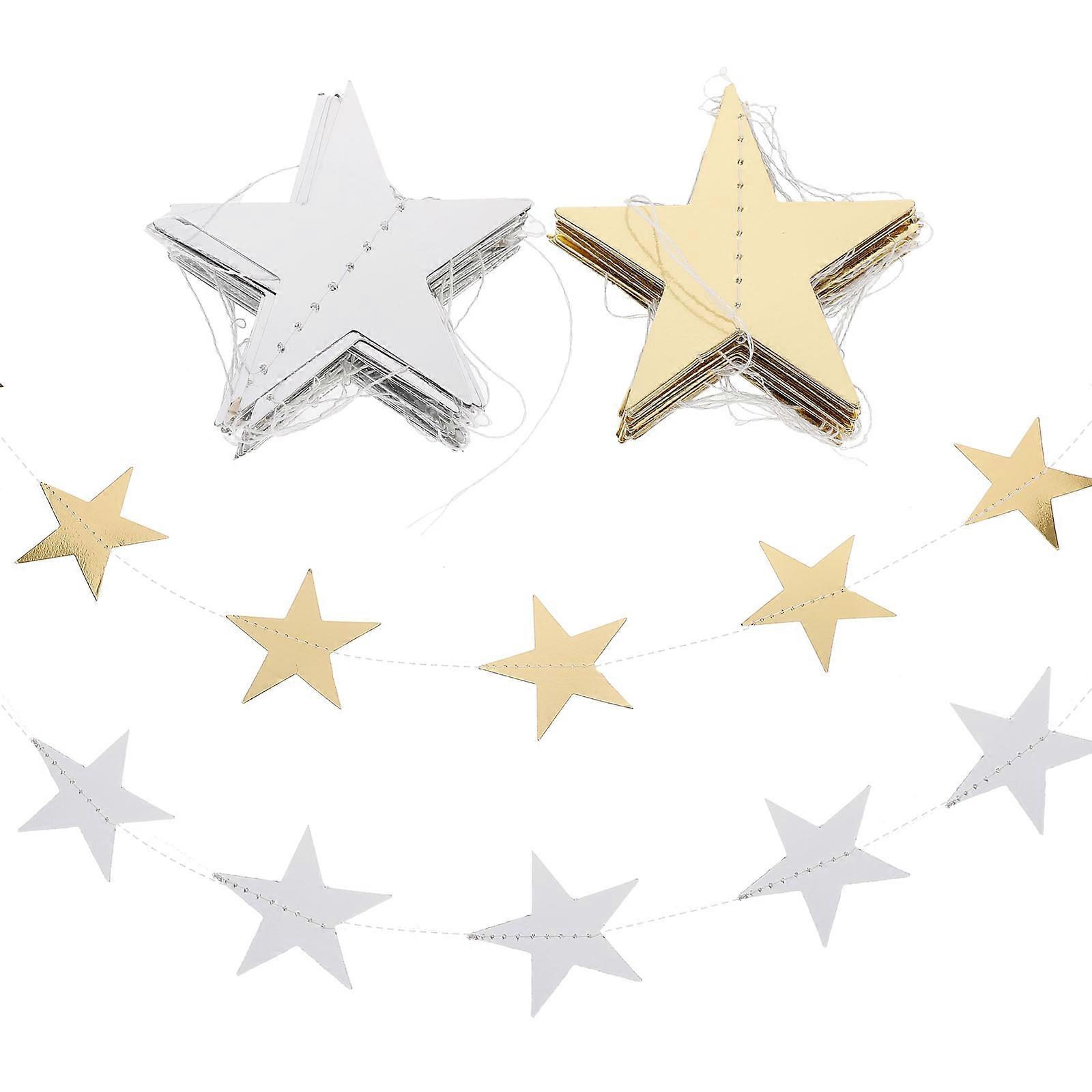 Star Paper Garland Hanging Decorations for Party 4Pcs Assorted Color Paper Banner