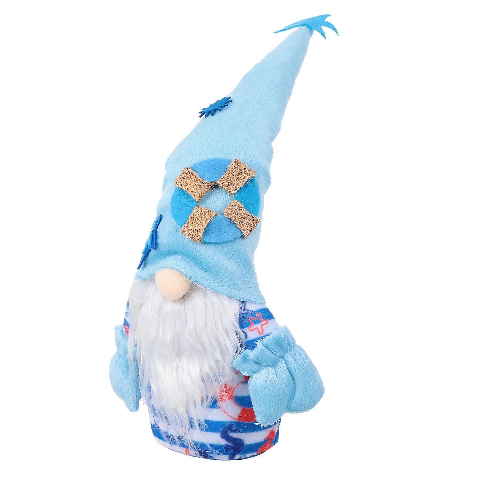 Gnome Doll Tabletop Decor for Home with 3Pcs Plush Dolls Blue
