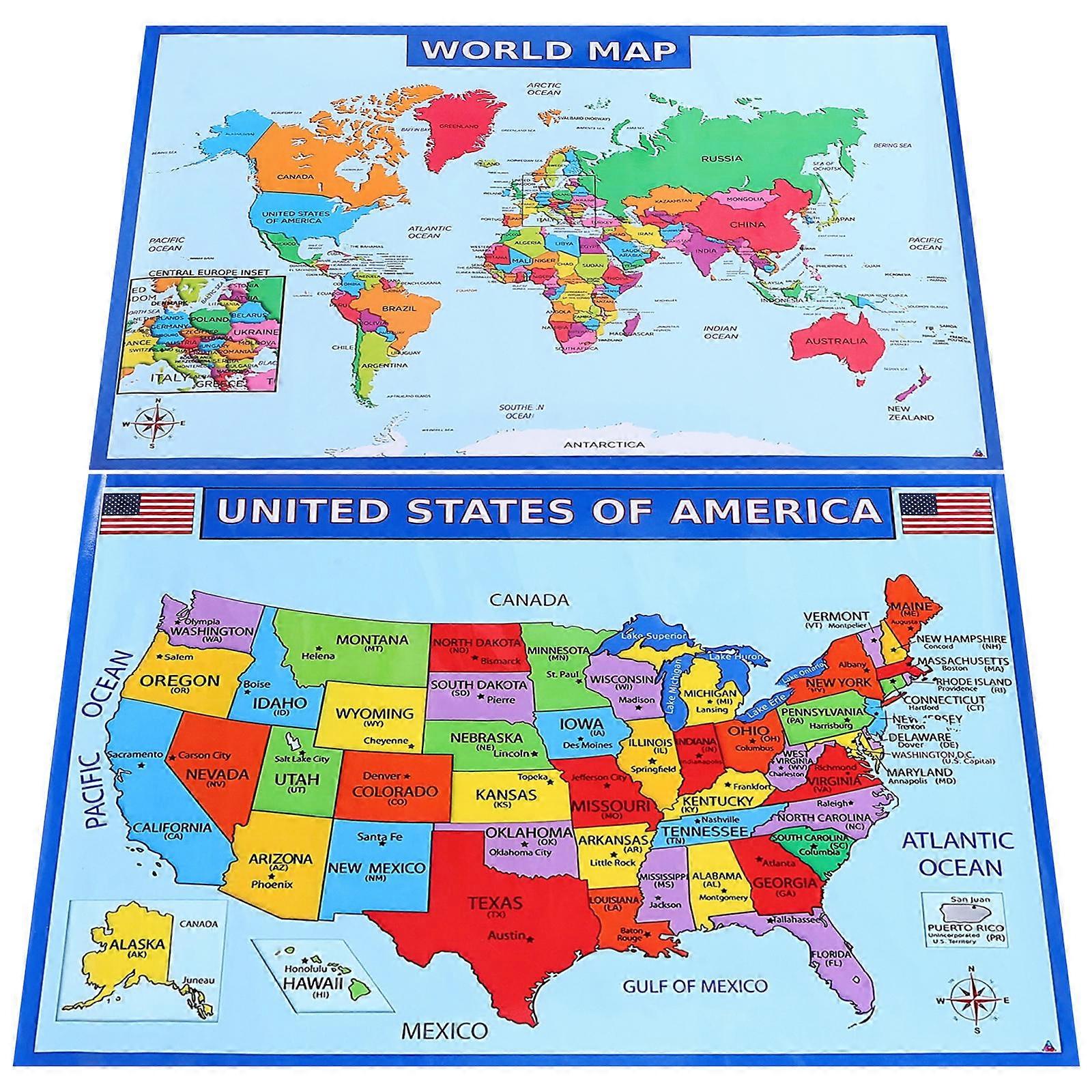 Classroom Map Educational Poster Simple And Generous Design Assorted Color 50.00X35.00CM 1Set