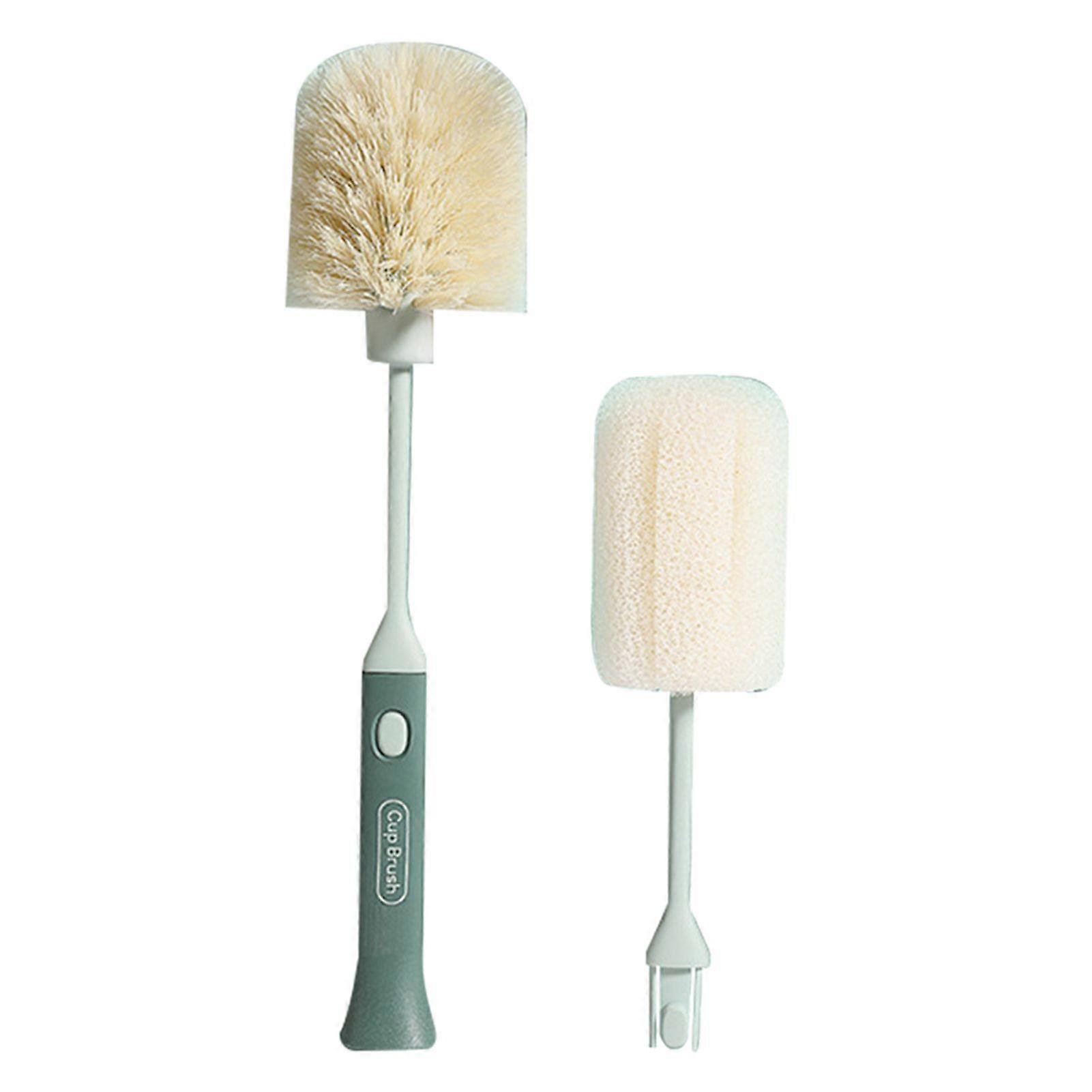 Cup Brush Household Kitchen Sponge Replaceable Long Handle Cleaning Tool for Insulation CupsBlackish Green