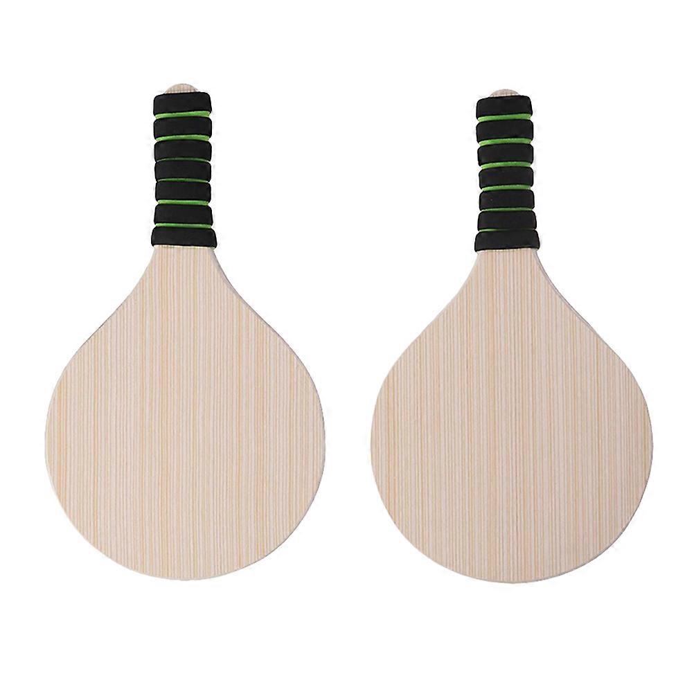Beach Ball Paddle Wooden Rackets for Playing Use 2Pairs Khaki