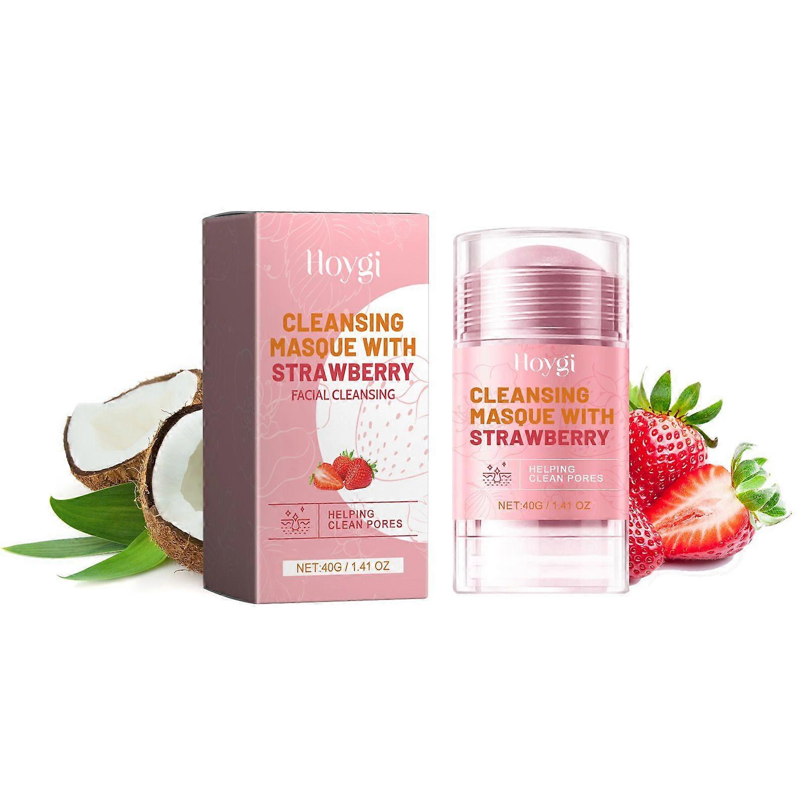 Cleansing Masque With Strawberry, Deep Clean Pores Lighten Acne Firming Clay Mask Stick Soft And Smooth Skin