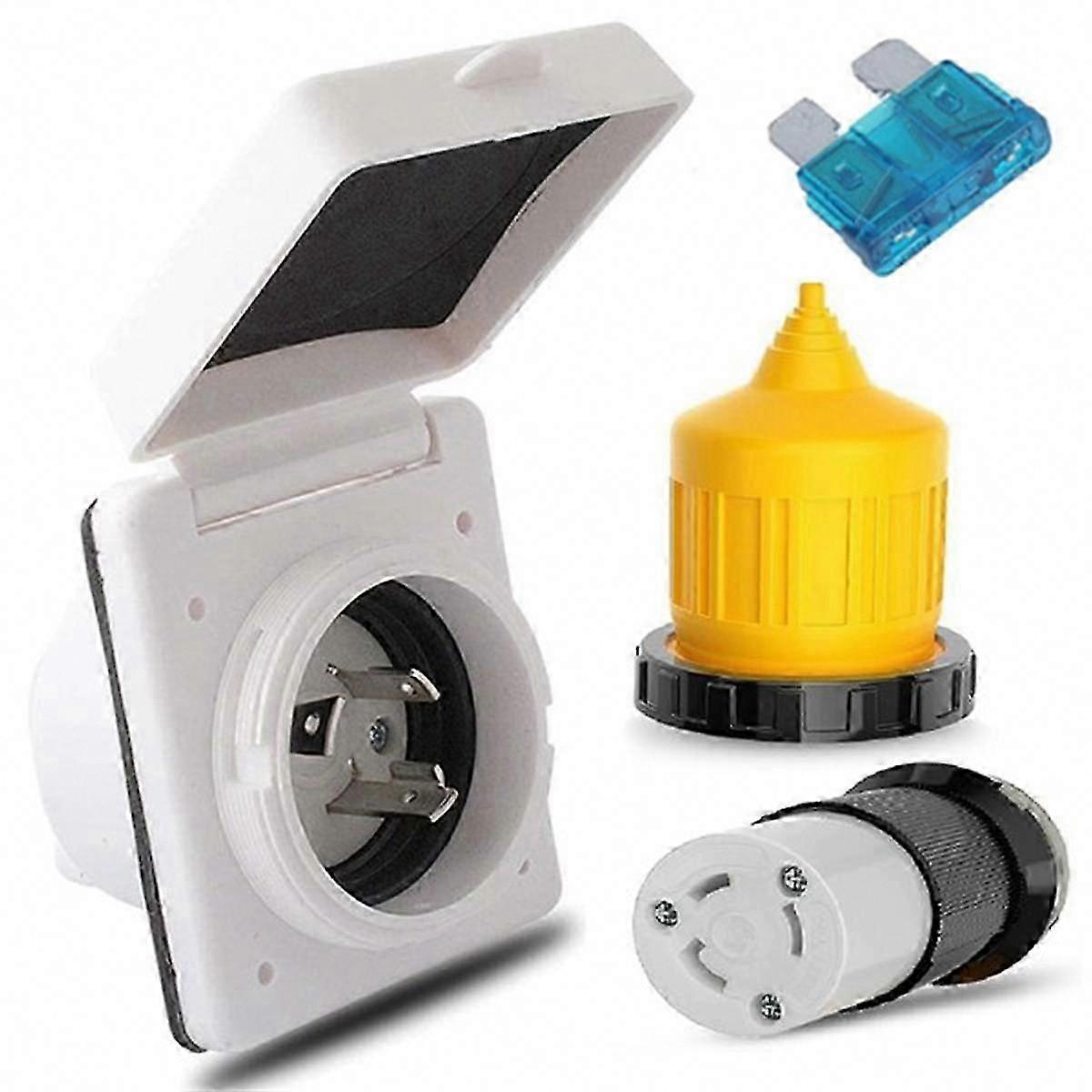 30A RV Shore Power Kit with Boot Protector, 125V NEMA L5-30P/L5-30R Male Female Connector Plug