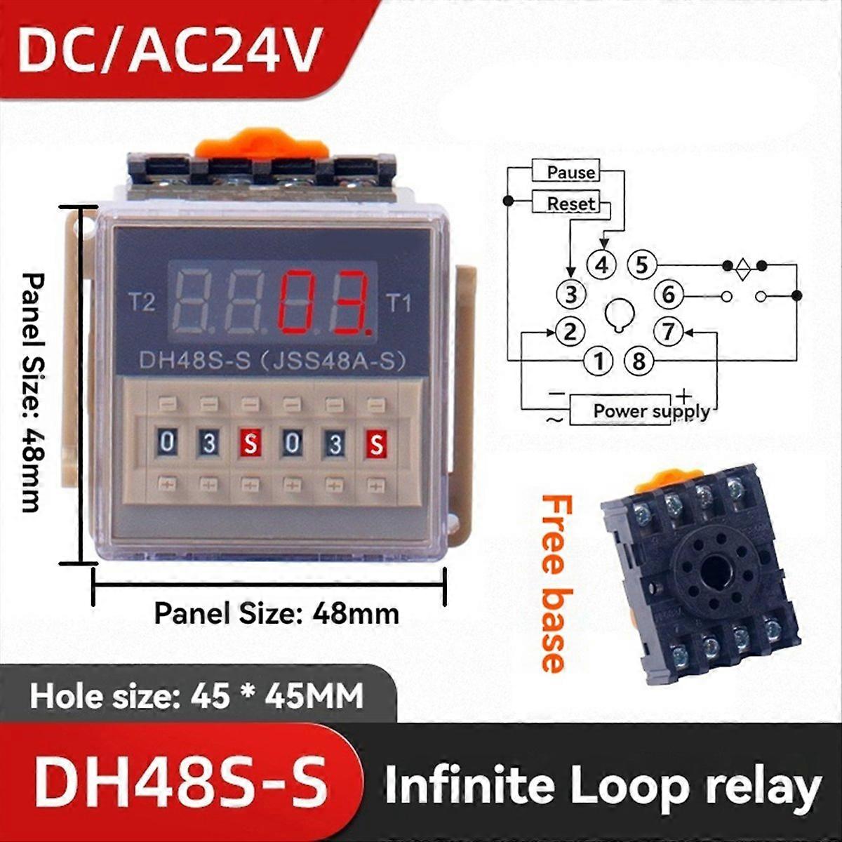 Relay DC24V Repeat Cycle with Socket DH48S Series Delay Time