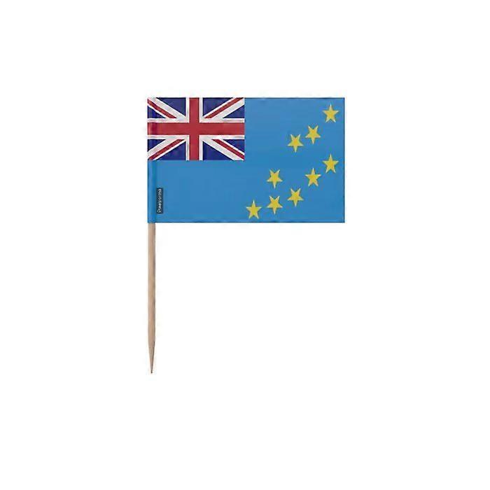 Toothpicks Tuvalu Flag - 8 cm - 100 pieces - Adhesive plastic - Bamboo stick - Pixelforma