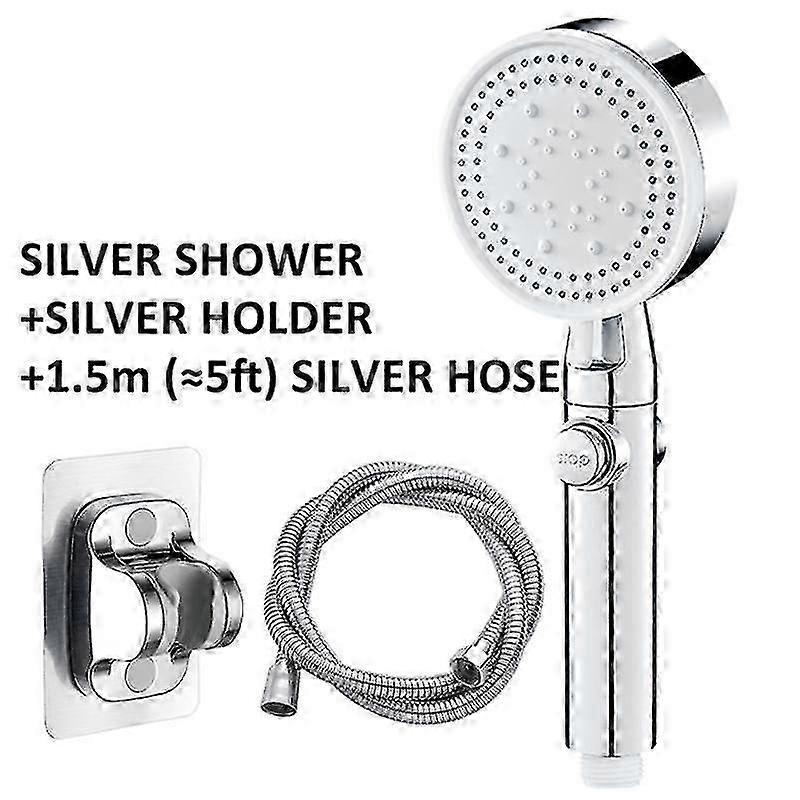 Bath High Pressure 5 Mode Large Chrome Handset Showers with Water-Saving Function