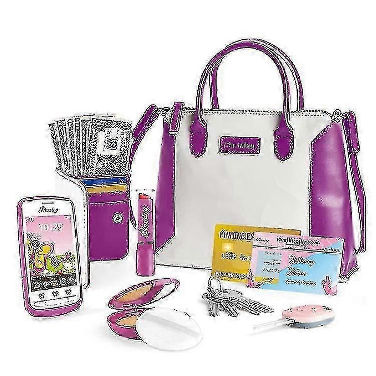 Conjunto de bolsa de moda infantil com brinquedos de maquiagem e joias