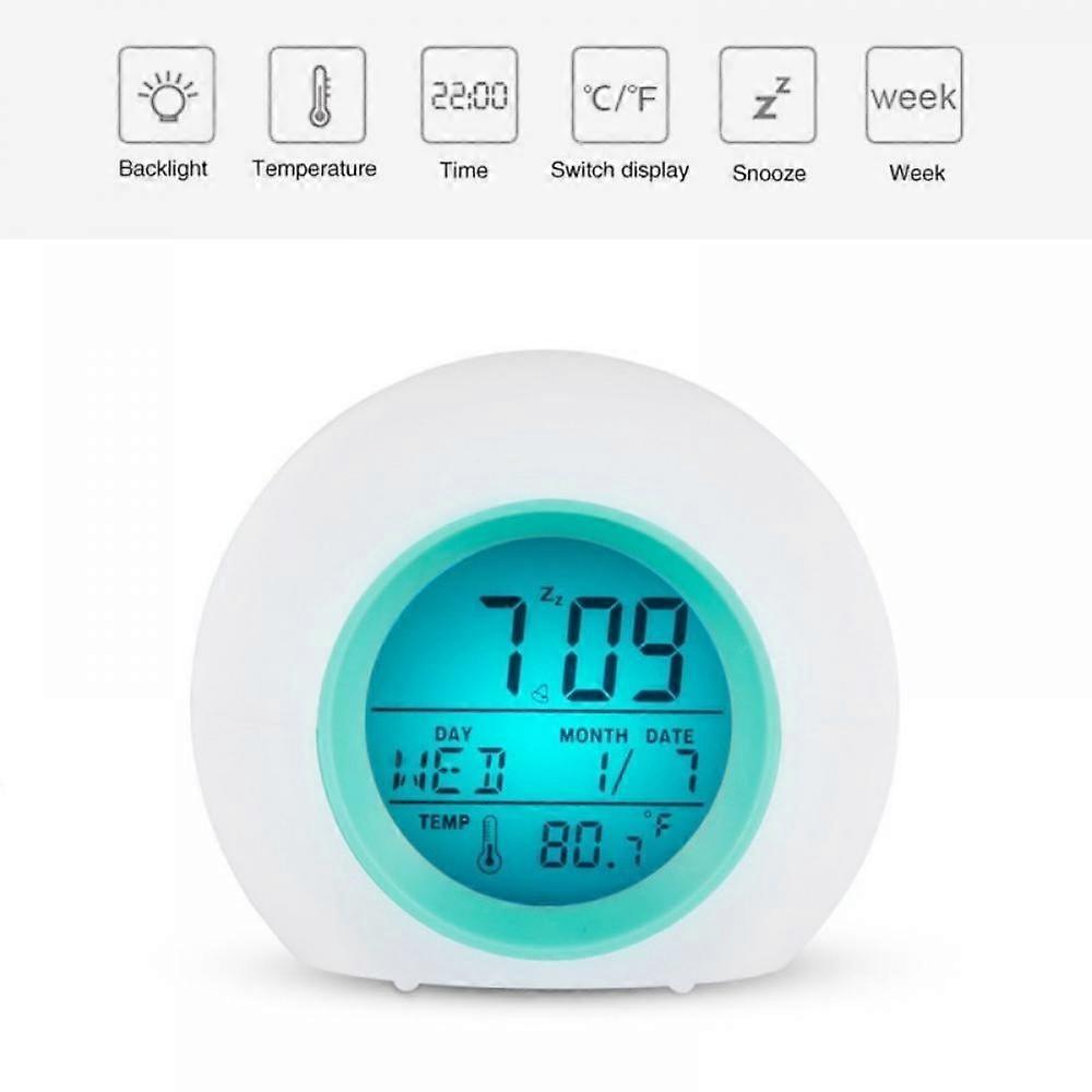 Eleanos Kids Digital Alarm Clock with 7 Color Night Light & Temperature Detector, Battery Operated for Bedroom