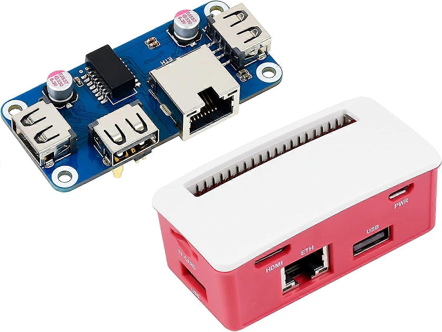 Ethernet/USB HUB Box for Raspberry Pi Zero/Zero W/Zero WH,Include Ethernet/USB HUB HAT Board, with 1x RJ45 10/100M
