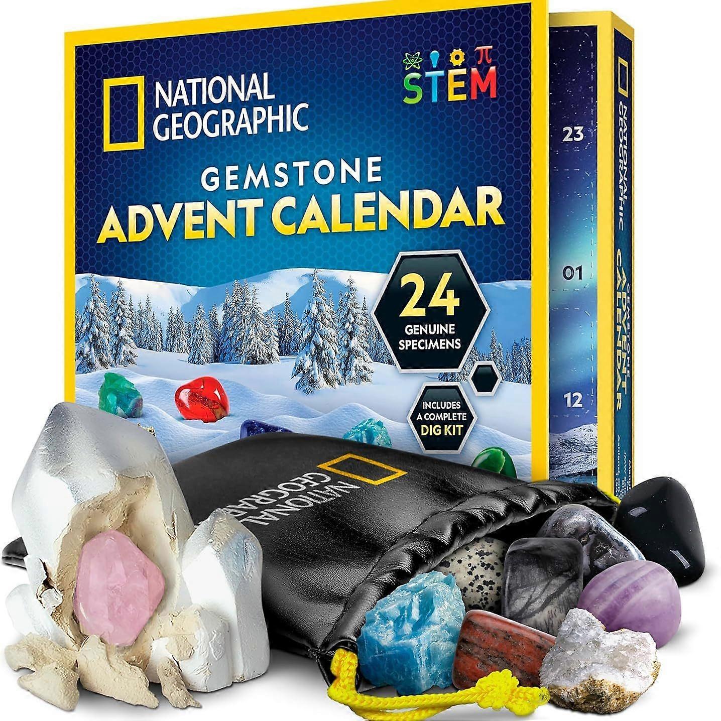 Kids’ 2025 Christmas Advent Calendar – 24-Day Gemstone Countdown, Mini Dig Kit & 24 Gems to Unbox, Full Rock Collection